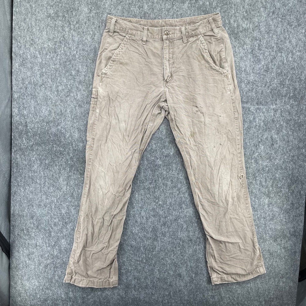 Carhartt Pants Mens 33x30 Canvas Work Pants Straight Leg Distressed Carpenter - Picture 1 of 16